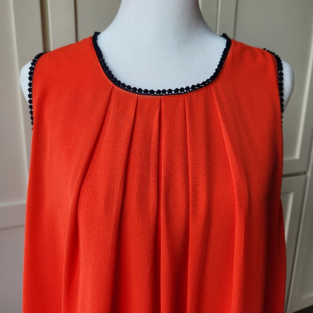 Umgee The Virginia Shift Dress Pleated Sleeveless Orange Navy Blue New Large - Picture 5 of 15